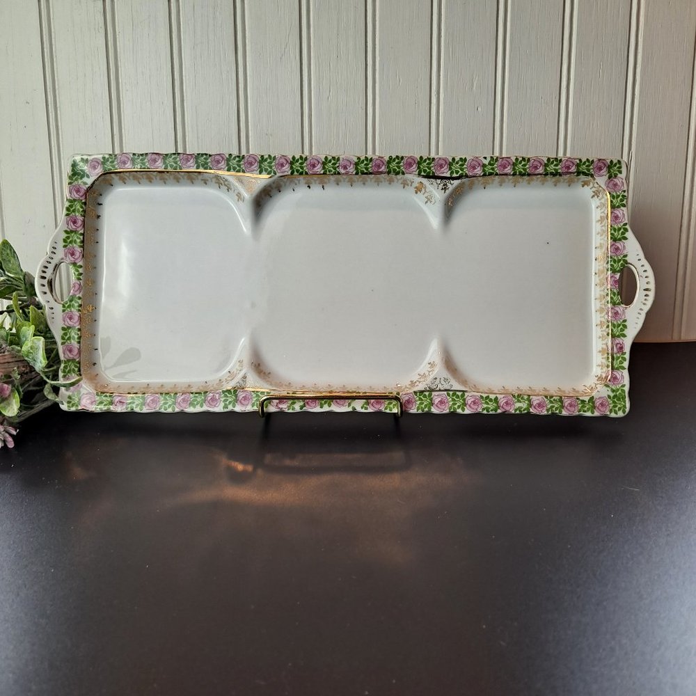 MMV Co Germany Roses Gold Trinket Tray